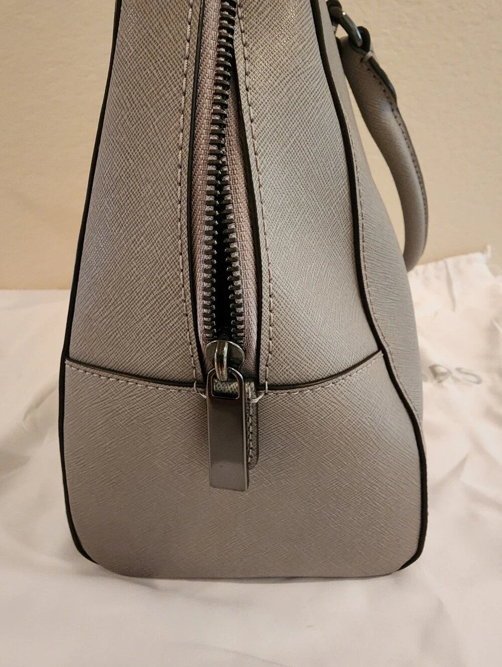 Michael Kors Sandrine Studded Saffiano Leather Large Satchel - Pearl Grey
